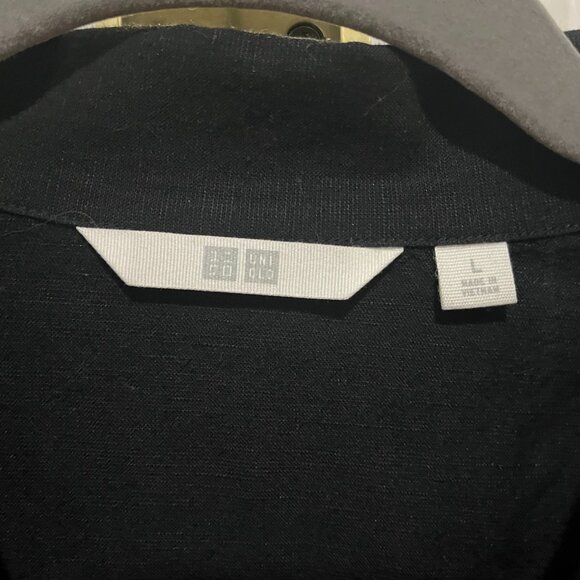 Black Linen Short Sleeve Button Down - Picture 2 of 3